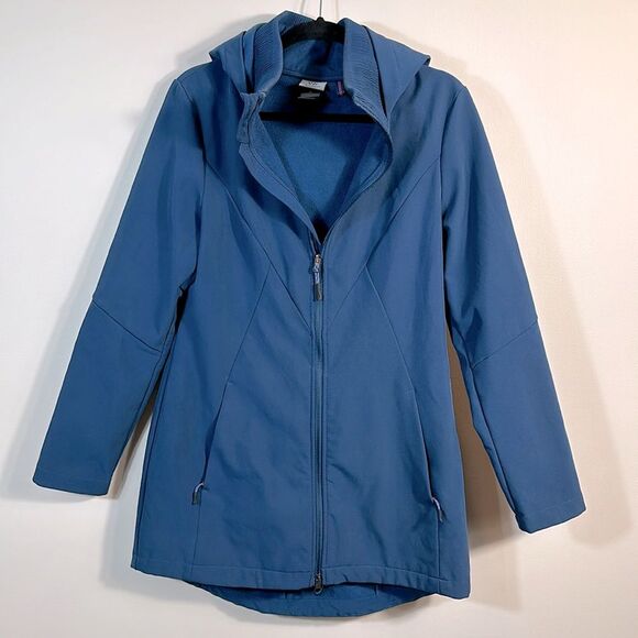 Champion Blue Full Zip Performance Water Resistant Long Coat Hood Women Medium - Picture 1 of 8